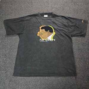Vintage Platinum Fubu Fat Albert T-Shirt Mens XL Big Black Y2K Faded Face Logo